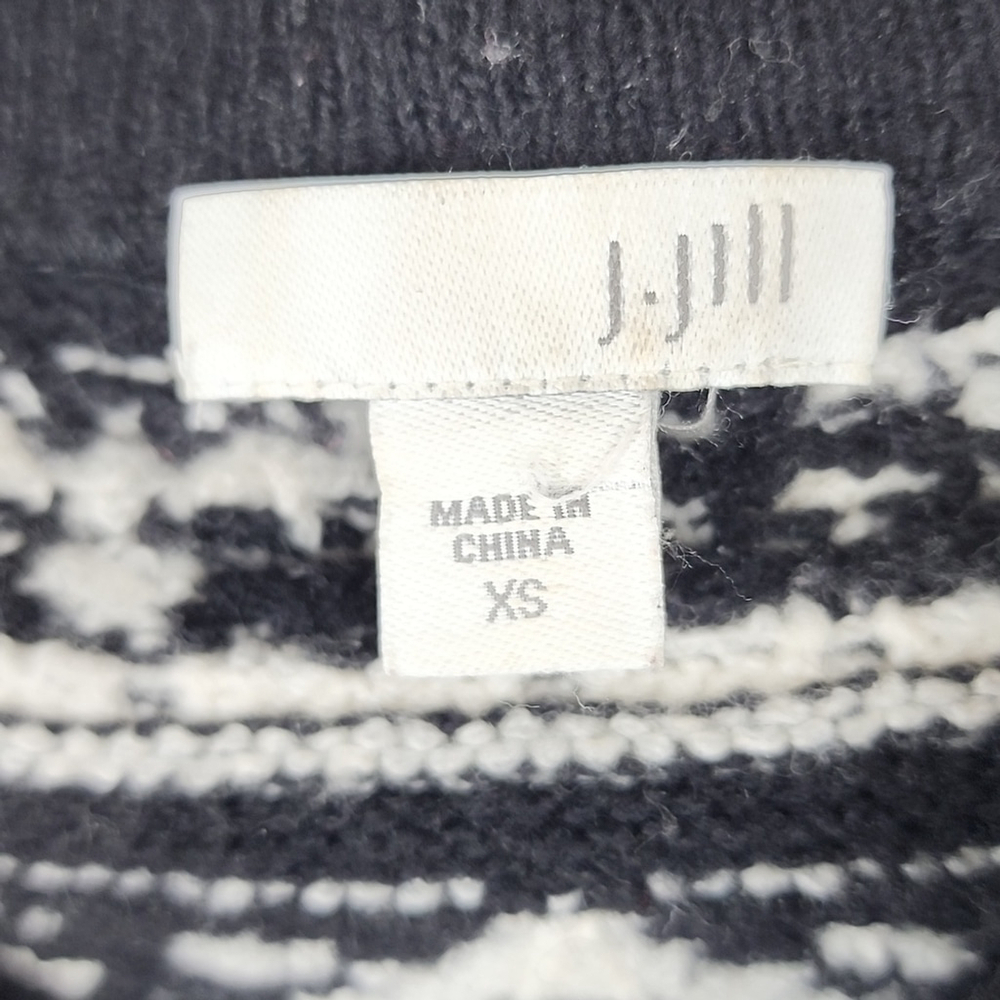 J. Jill Oversized Mock Neck Cotton Wool Blend Fair Isle Pullover Sweater XS - Picture 7 of 8